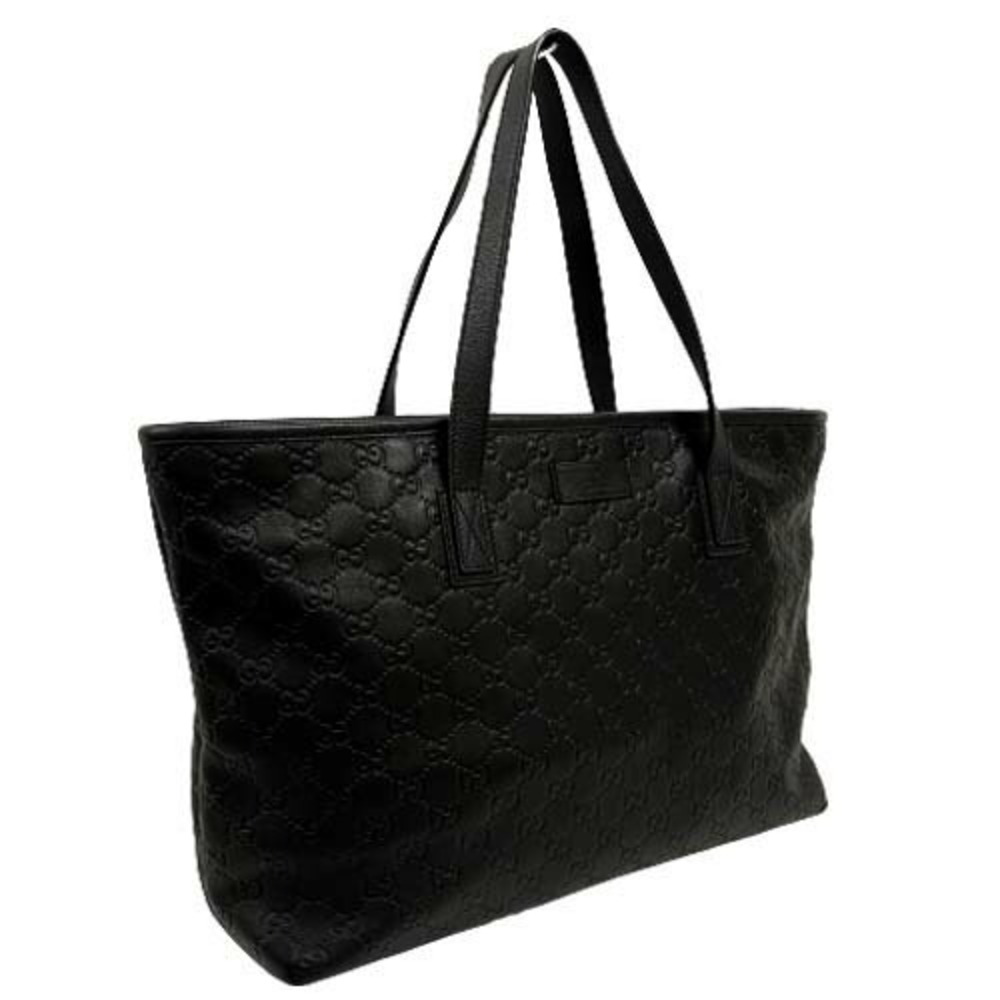 Gucci Shoulder Bag Guccissima Tote Handbag Leather Black Pouch